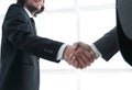 Businessmen making handshake - business etiquette, congratulatio Royalty Free Stock Photo