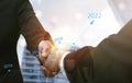 Business people shaking hands finishing meeting in office,Finishing up collaboration discussing of partner cooperation Royalty Free Stock Photo