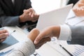 Business people shaking hands after finishing up a meeting. Businessman handshaking after conference. teamwork, partnership, coll Royalty Free Stock Photo