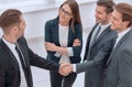 Business people shaking hands, finishing up a meeting Royalty Free Stock Photo