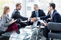 Business people shaking hands, finishing up a meeting. Handshake. Business concept. Royalty Free Stock Photo