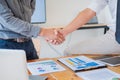 Business people shaking hands in meeting room, Successful deal after meeting Royalty Free Stock Photo