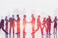 Business people shaking hands, network in city Royalty Free Stock Photo