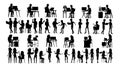 Business People Silhouette Set Vector. Male, Female. Guy Young. Figure Collection. Office Suitcase. Standing Girl. Black Royalty Free Stock Photo