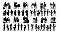 Business People Silhouette Set Vector. Male, Female. Icon Pose. Social Conference. Leader Businesswomen. Businesswoman