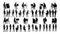 Business People Silhouette Set Vector. Man, Woman. Adult Worker. Background Element. Corporate Handshake. Employee Royalty Free Stock Photo
