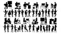 Business People Silhouette Set Vector. Man, Woman. Group Outline. Person Shape. Professional Team. Formal Suit