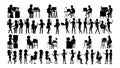 Business People Silhouette Set Vector. Man, Woman. Guy Young. Figure Collection. Office Suitcase. Standing Girl. Adult Royalty Free Stock Photo