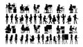 Business People Silhouette Set Vector. Man, Woman. Urban Meeting. Friends Communication. Body Row. Talking Together Royalty Free Stock Photo