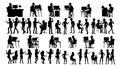 Business People Silhouette Set Vector. Man, Woman. Urban Meeting. Friends Communication. Body Row. Talking Together Royalty Free Stock Photo