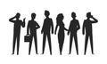 Business people silhouettes. Businesswoman professional person office team group man ad woman. Vector silhouettes