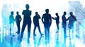 Business people silhouettes in city. Finance Royalty Free Stock Photo