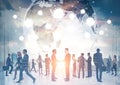 Business people silhouettes, global network Royalty Free Stock Photo