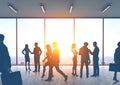 Business people silhouettes in an office hall Royalty Free Stock Photo