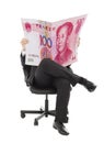 Business people sitting on a chair with china currency Royalty Free Stock Photo