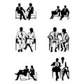 Business people sitting in chairs, various poses Royalty Free Stock Photo