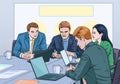 Business People sitting and listening to the meeting Business people meeting Illustration vector On pop art comics style