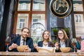 Business people during the dinner in the restaurant Royalty Free Stock Photo