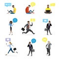 Business people with smart gadgets and bubble speech Royalty Free Stock Photo