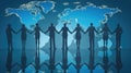 business people standing and holding hands on world map background. Royalty Free Stock Photo