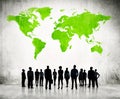 Business People Standing Individually And A Green Cartography