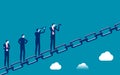 Business people standing on the links of a large chain. Business team vector illustration Royalty Free Stock Photo