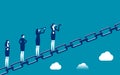 Business people standing on the links of a large chain. Business team vector illustration Royalty Free Stock Photo