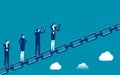 Business people standing on the links of a large chain. Business team vector illustration Royalty Free Stock Photo
