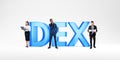 Business people standing near DEX sign Royalty Free Stock Photo