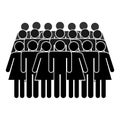 Business people standing together, corporate team. Leadership metaphor. Modern flat black style vector illustration isolated on wh