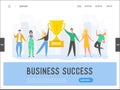 Business people success concept, leadership, achievement landing page template. Businessman character with prize, winning trophy Royalty Free Stock Photo