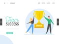 Business people success concept, leadership, achievement landing page template. Businessman character with prize, winning trophy Royalty Free Stock Photo