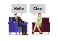 Business people talking in with different languages
