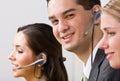 Business people talking on headsets Royalty Free Stock Photo