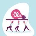 Business people team carry light lamp icon new idea innovation project concept successful teamwork businessman cartoon