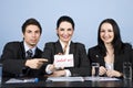 Business people team with contact us message Royalty Free Stock Photo