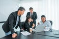 Business people team work while working in board room, design project, discussing ideas,discuss financial statistics together Royalty Free Stock Photo