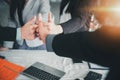 Business People Teams Giving Thumbs up While Standing in Office Workplace, Close Up of Confident Business Officer Teamwork Showing Royalty Free Stock Photo