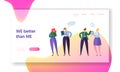 Business People Teamwork Communication Landing Page. Corporate Community Team Character Conversation. Company