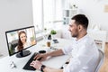 Businessman having video call on pc at office Royalty Free Stock Photo