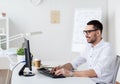 Businessman typing on computer keyboard at office Royalty Free Stock Photo