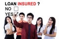 Business people with text of loan insured