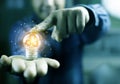 Business People touch Light bulb.Concept of Ideas for Success. Concept with Innovation Invention. Success Starting from a new idea Royalty Free Stock Photo