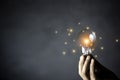 Business People touch Light bulb.Concept of Ideas for Success. Concept with Innovation Invention. Success Starting from a new idea Royalty Free Stock Photo