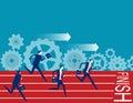 Business people trying to outrun each other. Business competition concept