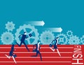 Business people trying to outrun each other. Business competition concept