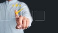 Business people use the index finger to touch the virtual screen to select the starred icons, future digital technology working in Royalty Free Stock Photo