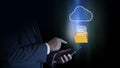 Business people using smartphone with cloud computing system, Cloud backup technology concept. Networking and internet service, Royalty Free Stock Photo