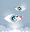 Business people using telescope on eye sign - Business vision concept vector