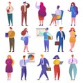 Business people vector businessmen character professional people work and workers show presentation illustration set of